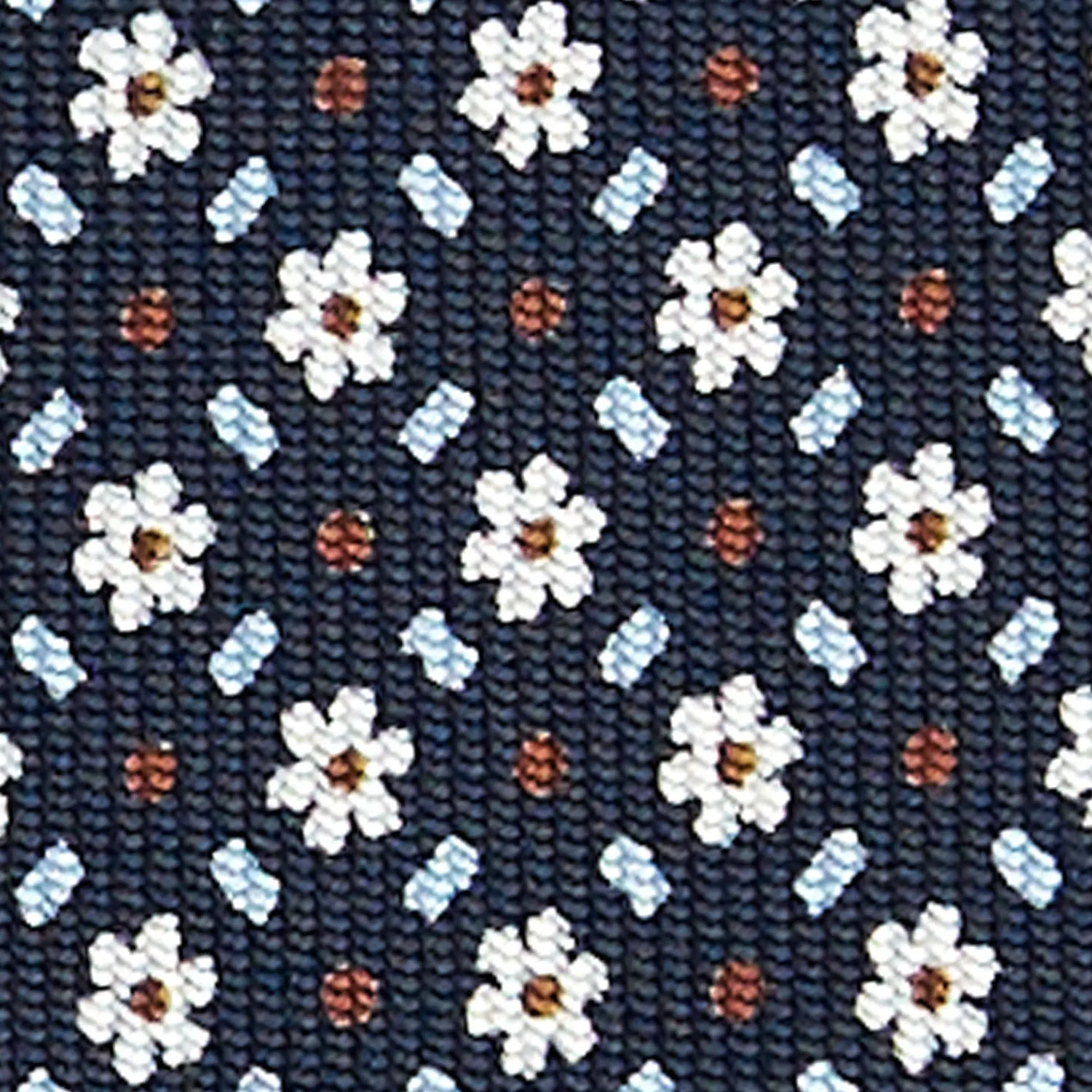 E.Marinella CRAVATTE|Cravatte In Seta Stampata|CRAVATTA SARTORIALE CLASSICA IN SETA BLU SCURO Microfantasia fiore