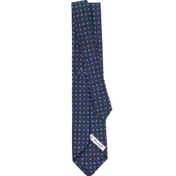 E.Marinella CRAVATTE|Cravatte In Seta Stampata|CRAVATTA SARTORIALE CLASSICA IN SETA BLU Microfantasia fiore