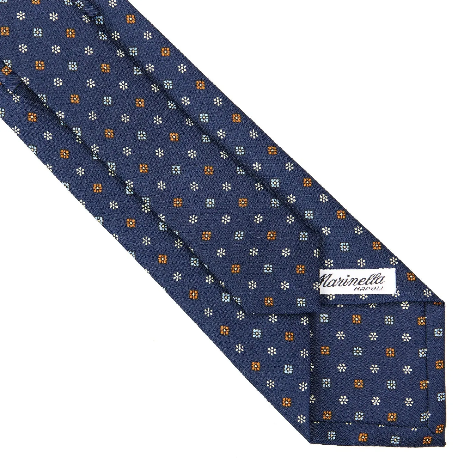 E.Marinella CRAVATTE|Cravatte In Seta Stampata|CRAVATTA SARTORIALE CLASSICA IN SETA BLU Microfantasia fiore