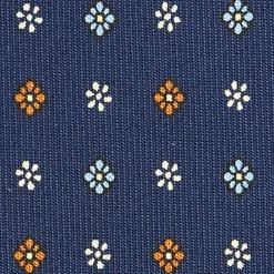 E.Marinella CRAVATTE|Cravatte In Seta Stampata|CRAVATTA SARTORIALE CLASSICA IN SETA BLU Microfantasia fiore