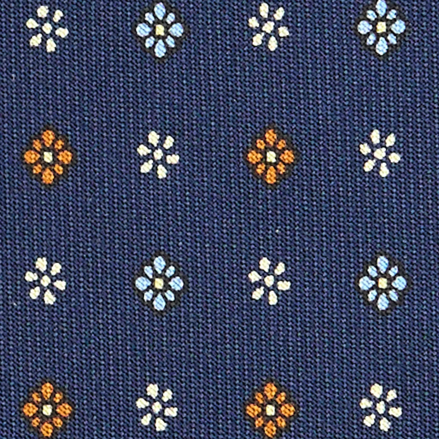 E.Marinella CRAVATTE|Cravatte In Seta Stampata|CRAVATTA SARTORIALE CLASSICA IN SETA BLU Microfantasia fiore