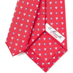 E.Marinella CRAVATTE|Cravatte In Seta Stampata|CRAVATTA SARTORIALE CLASSICA IN SETA ROSSA Collezione san valentino