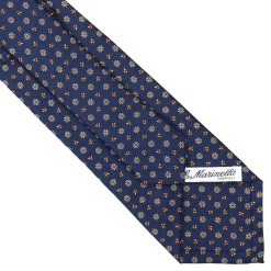 E.Marinella CRAVATTE|Cravatte In Seta Stampata|CRAVATTA SARTORIALE CLASSICA IN SETA BLU Microfantasia fiore