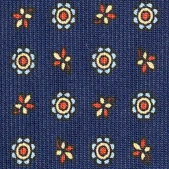 E.Marinella CRAVATTE|Cravatte In Seta Stampata|CRAVATTA SARTORIALE CLASSICA IN SETA BLU Microfantasia fiore