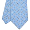 E.Marinella CRAVATTE|Cravatte In Seta Stampata|CRAVATTA SARTORIALE CLASSICA IN SETA AZZURRA Microfantasia fiore