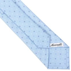 E.Marinella CRAVATTE|Cravatte In Seta Stampata|CRAVATTA SARTORIALE CLASSICA IN SETA AZZURRA Microfantasia fiore