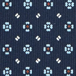 E.Marinella CRAVATTE|Cravatte In Seta Stampata|CRAVATTA SARTORIALE CLASSICA IN SETA BLU SCURO Microfantasia fiore