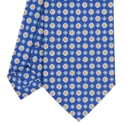 E.Marinella CRAVATTE|Cravatte In Seta Stampata|CRAVATTA SARTORIALE CLASSICA IN SETA BLU Microfantasia fiore