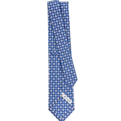 E.Marinella CRAVATTE|Cravatte In Seta Stampata|CRAVATTA SARTORIALE CLASSICA IN SETA BLU Microfantasia fiore