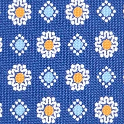 E.Marinella CRAVATTE|Cravatte In Seta Stampata|CRAVATTA SARTORIALE CLASSICA IN SETA BLU Microfantasia fiore