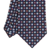 E.Marinella CRAVATTE|Cravatte In Seta Stampata|CRAVATTA SARTORIALE CLASSICA IN SETA BLU SCURO Microfantasia fiore