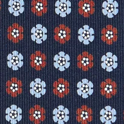 E.Marinella CRAVATTE|Cravatte In Seta Stampata|CRAVATTA SARTORIALE CLASSICA IN SETA BLU SCURO Microfantasia fiore