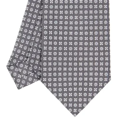 E.Marinella CRAVATTE|Cravatte In Seta Stampata|CRAVATTA SARTORIALE CLASSICA IN SETA GRIGIO SCURO Microfantasia fiore