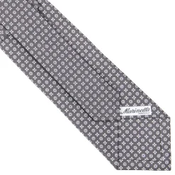 E.Marinella CRAVATTE|Cravatte In Seta Stampata|CRAVATTA SARTORIALE CLASSICA IN SETA GRIGIO SCURO Microfantasia fiore