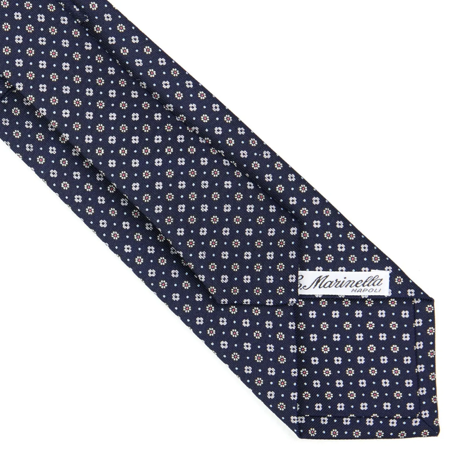 E.Marinella CRAVATTE|Cravatte In Seta Stampata|CRAVATTA SARTORIALE CLASSICA IN SETA BLU SCURO Microfantasia fiore
