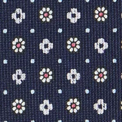 E.Marinella CRAVATTE|Cravatte In Seta Stampata|CRAVATTA SARTORIALE CLASSICA IN SETA BLU SCURO Microfantasia fiore