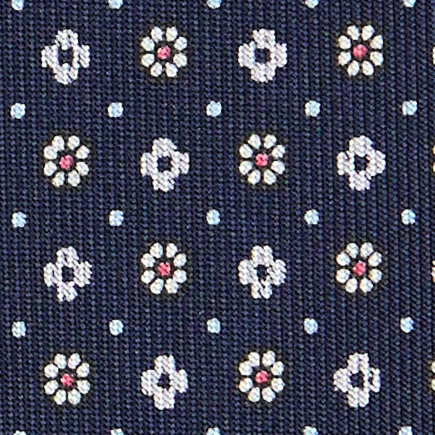 E.Marinella CRAVATTE|Cravatte In Seta Stampata|CRAVATTA SARTORIALE CLASSICA IN SETA BLU SCURO Microfantasia fiore