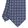 E.Marinella CRAVATTE|Cravatte In Seta Stampata|CRAVATTA SARTORIALE CLASSICA IN SETA BLU SCURO Microfantasia fiore