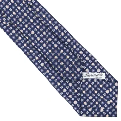 E.Marinella CRAVATTE|Cravatte In Seta Stampata|CRAVATTA SARTORIALE CLASSICA IN SETA BLU SCURO Microfantasia fiore