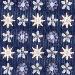 E.Marinella CRAVATTE|Cravatte In Seta Stampata|CRAVATTA SARTORIALE CLASSICA IN SETA BLU SCURO Microfantasia fiore