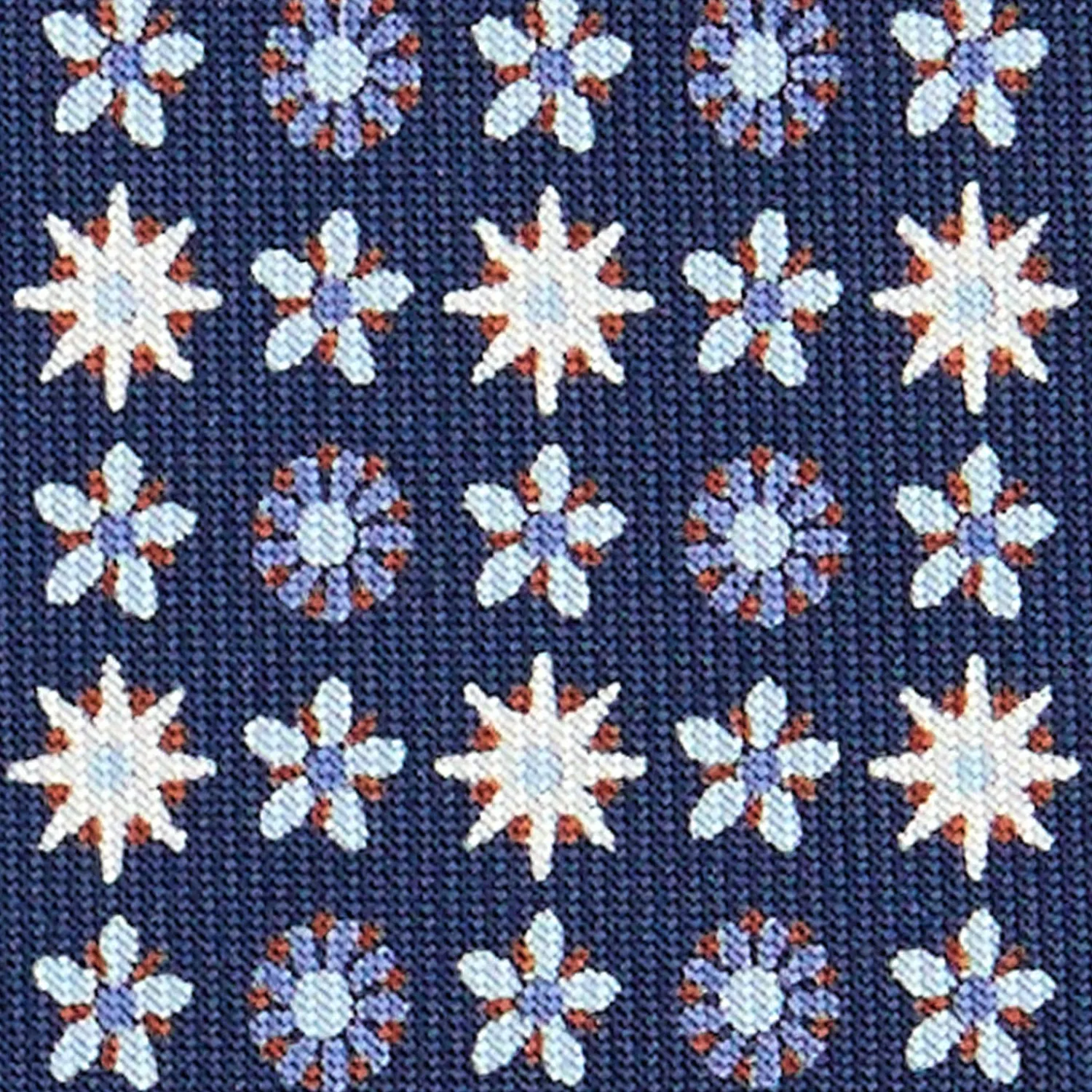 E.Marinella CRAVATTE|Cravatte In Seta Stampata|CRAVATTA SARTORIALE CLASSICA IN SETA BLU SCURO Microfantasia fiore