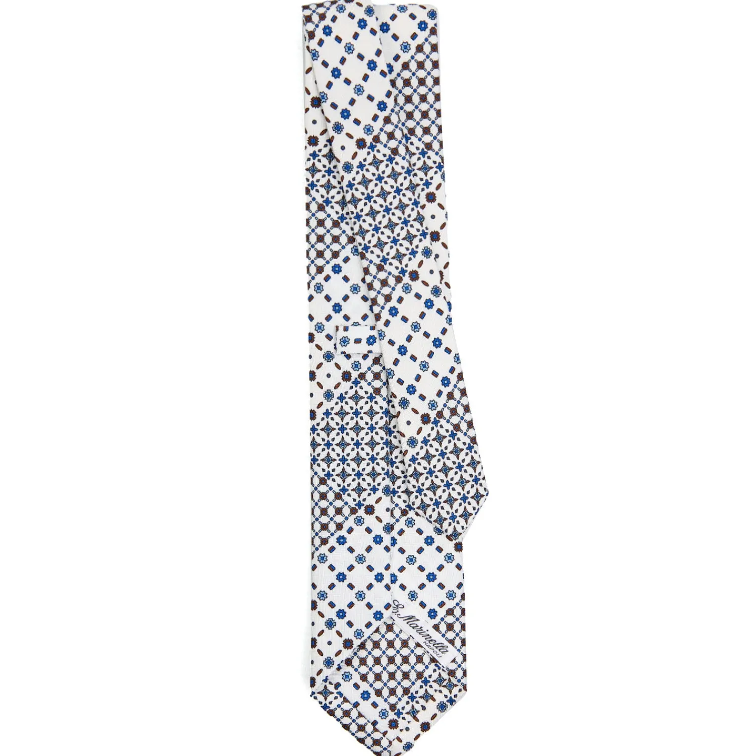 E.Marinella CRAVATTE|Cravatte In Seta Stampata|CRAVATTA SARTORIALE CLASSICA IN SETA BIANCA Patchwork
