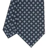 E.Marinella CRAVATTE|Cravatte In Seta Stampata|CRAVATTA SARTORIALE CLASSICA IN SETA BLU SCURO Microfantasia fiore