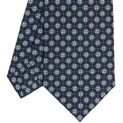 E.Marinella CRAVATTE|Cravatte In Seta Stampata|CRAVATTA SARTORIALE CLASSICA IN SETA BLU SCURO Microfantasia fiore