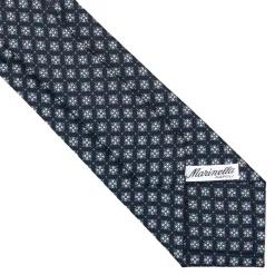 E.Marinella CRAVATTE|Cravatte In Seta Stampata|CRAVATTA SARTORIALE CLASSICA IN SETA BLU SCURO Microfantasia fiore