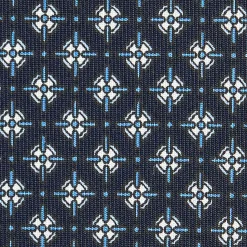 E.Marinella CRAVATTE|Cravatte In Seta Stampata|CRAVATTA SARTORIALE CLASSICA IN SETA BLU SCURO Microfantasia fiore