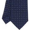 E.Marinella CRAVATTE|Cravatte In Seta Stampata|CRAVATTA SARTORIALE CLASSICA IN SETA BLU SCURO Microfantasia fiore