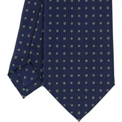 E.Marinella CRAVATTE|Cravatte In Seta Stampata|CRAVATTA SARTORIALE CLASSICA IN SETA BLU SCURO Microfantasia fiore