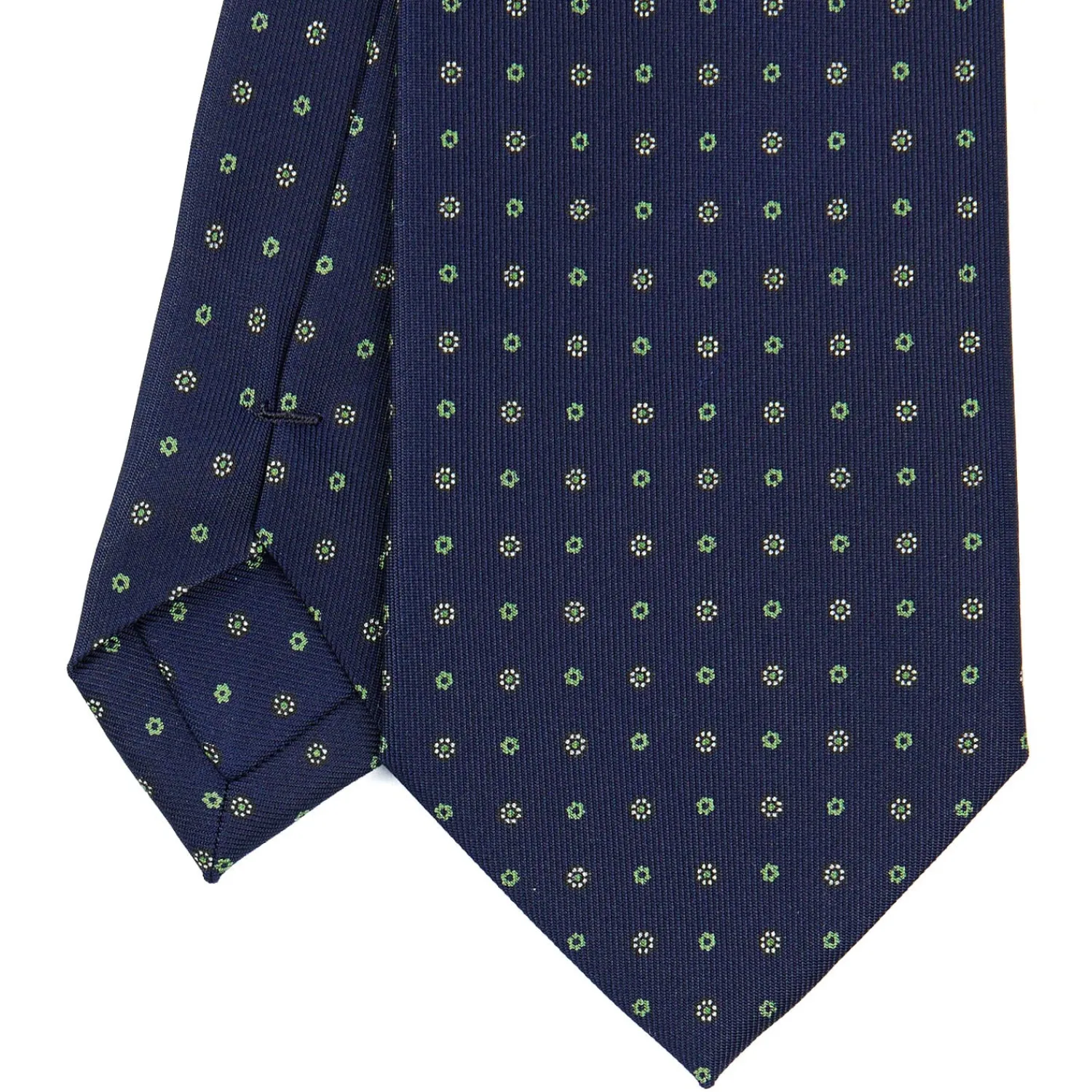 E.Marinella CRAVATTE|Cravatte In Seta Stampata|CRAVATTA SARTORIALE CLASSICA IN SETA BLU SCURO Microfantasia fiore