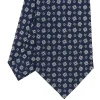 E.Marinella CRAVATTE|Cravatte In Seta Stampata|CRAVATTA SARTORIALE CLASSICA IN SETA BLU SCURO Microfantasia fiore
