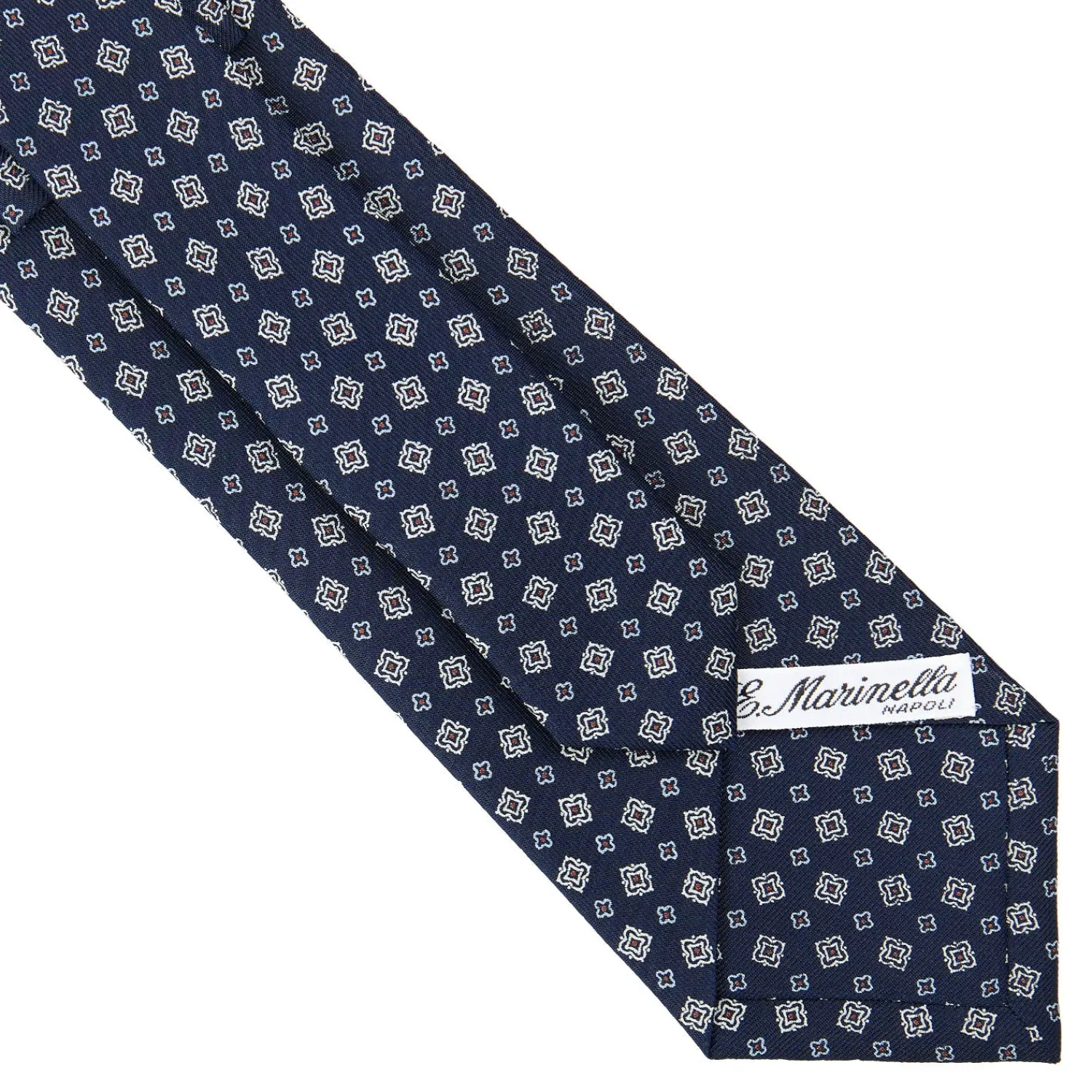 E.Marinella CRAVATTE|Cravatte In Seta Stampata|CRAVATTA SARTORIALE CLASSICA IN SETA BLU SCURO Microfantasia fiore