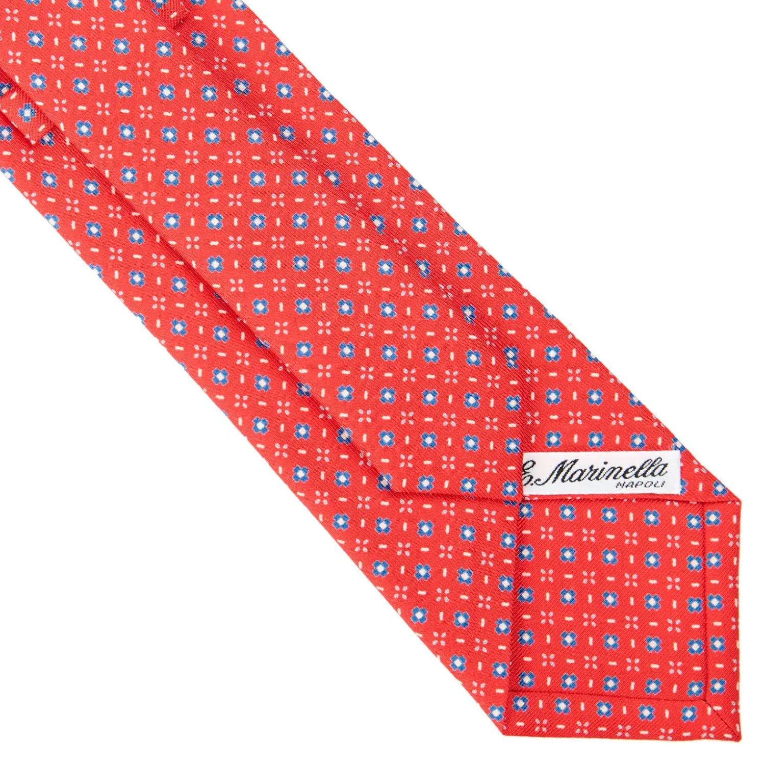 E.Marinella CRAVATTE|Cravatte In Seta Stampata|CRAVATTA SARTORIALE CLASSICA IN SETA ROSSA Microfantasia fiore