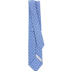 E.Marinella CRAVATTE|Cravatte In Seta Stampata|CRAVATTA SARTORIALE CLASSICA IN SETA AZZURRO POLVERE Microfantasia fiore