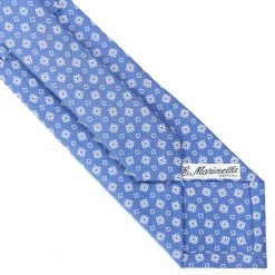 E.Marinella CRAVATTE|Cravatte In Seta Stampata|CRAVATTA SARTORIALE CLASSICA IN SETA AZZURRO POLVERE Microfantasia fiore