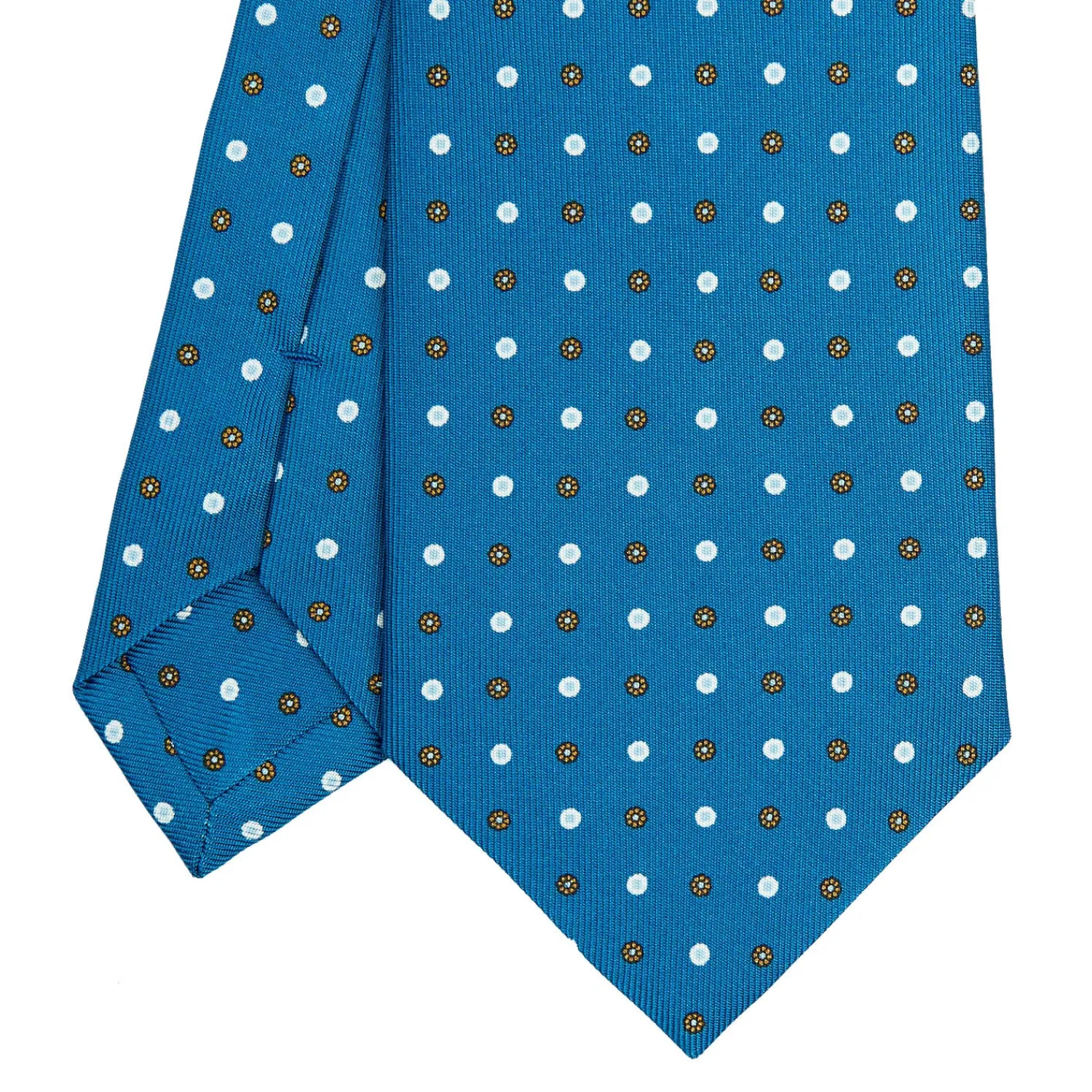 E.Marinella CRAVATTE|Cravatte In Seta Stampata|CRAVATTA SARTORIALE CLASSICA IN SETA BLU MEDIO Microfantasia fiore