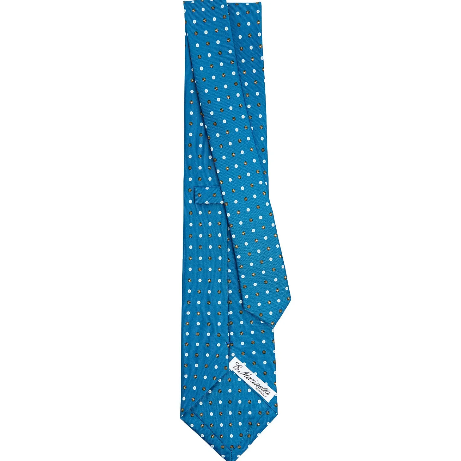 E.Marinella CRAVATTE|Cravatte In Seta Stampata|CRAVATTA SARTORIALE CLASSICA IN SETA BLU MEDIO Microfantasia fiore