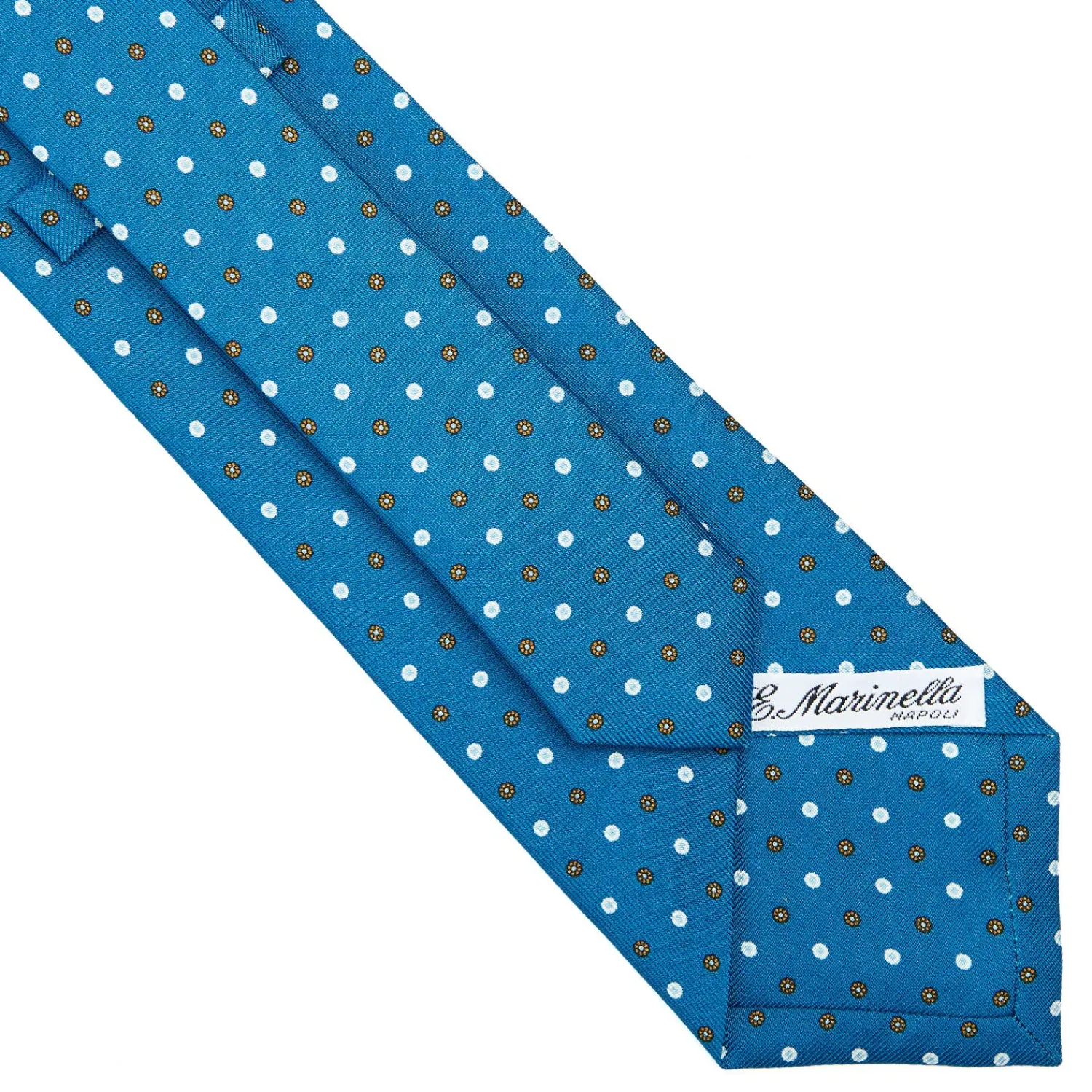 E.Marinella CRAVATTE|Cravatte In Seta Stampata|CRAVATTA SARTORIALE CLASSICA IN SETA BLU MEDIO Microfantasia fiore