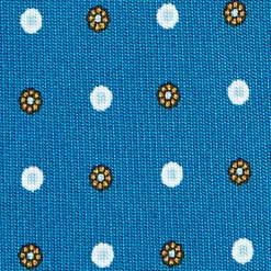 E.Marinella CRAVATTE|Cravatte In Seta Stampata|CRAVATTA SARTORIALE CLASSICA IN SETA BLU MEDIO Microfantasia fiore