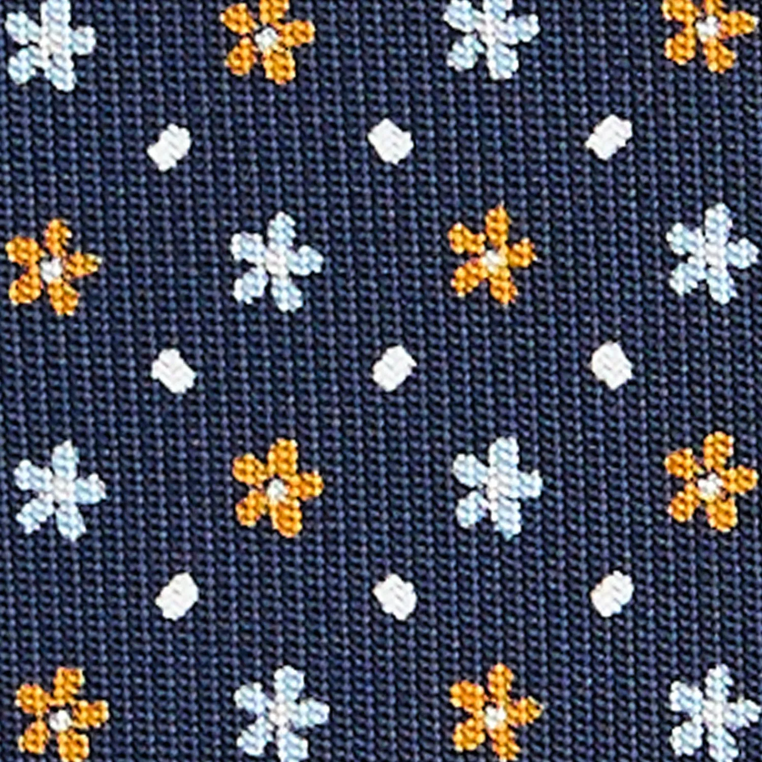 E.Marinella CRAVATTE|Cravatte In Seta Stampata|CRAVATTA SARTORIALE CLASSICA IN SETA BLU SCURO Microfantasia fiore