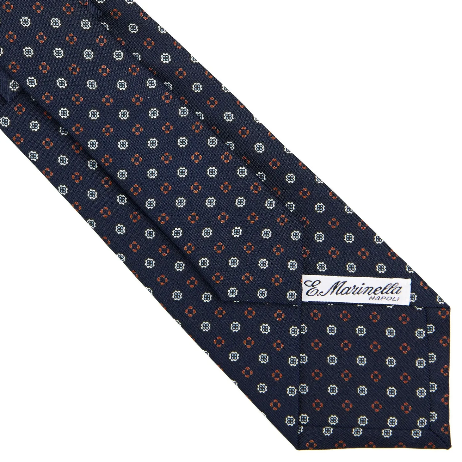 E.Marinella CRAVATTE|Cravatte In Seta Stampata|CRAVATTA SARTORIALE CLASSICA IN SETA BLU SCURO Microfantasia fiore
