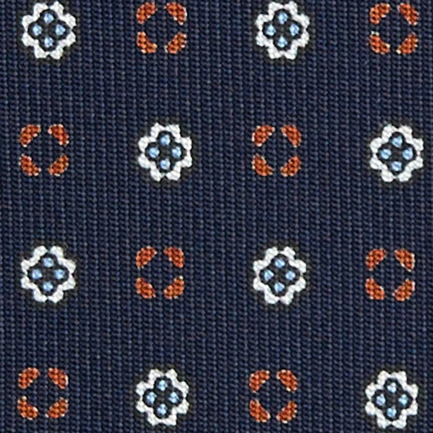 E.Marinella CRAVATTE|Cravatte In Seta Stampata|CRAVATTA SARTORIALE CLASSICA IN SETA BLU SCURO Microfantasia fiore