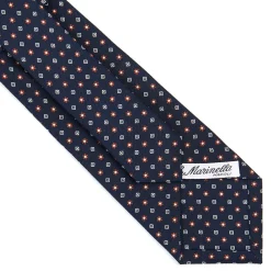 E.Marinella CRAVATTE|Cravatte In Seta Stampata|CRAVATTA SARTORIALE CLASSICA IN SETA BLU SCURO Microfantasia fiore