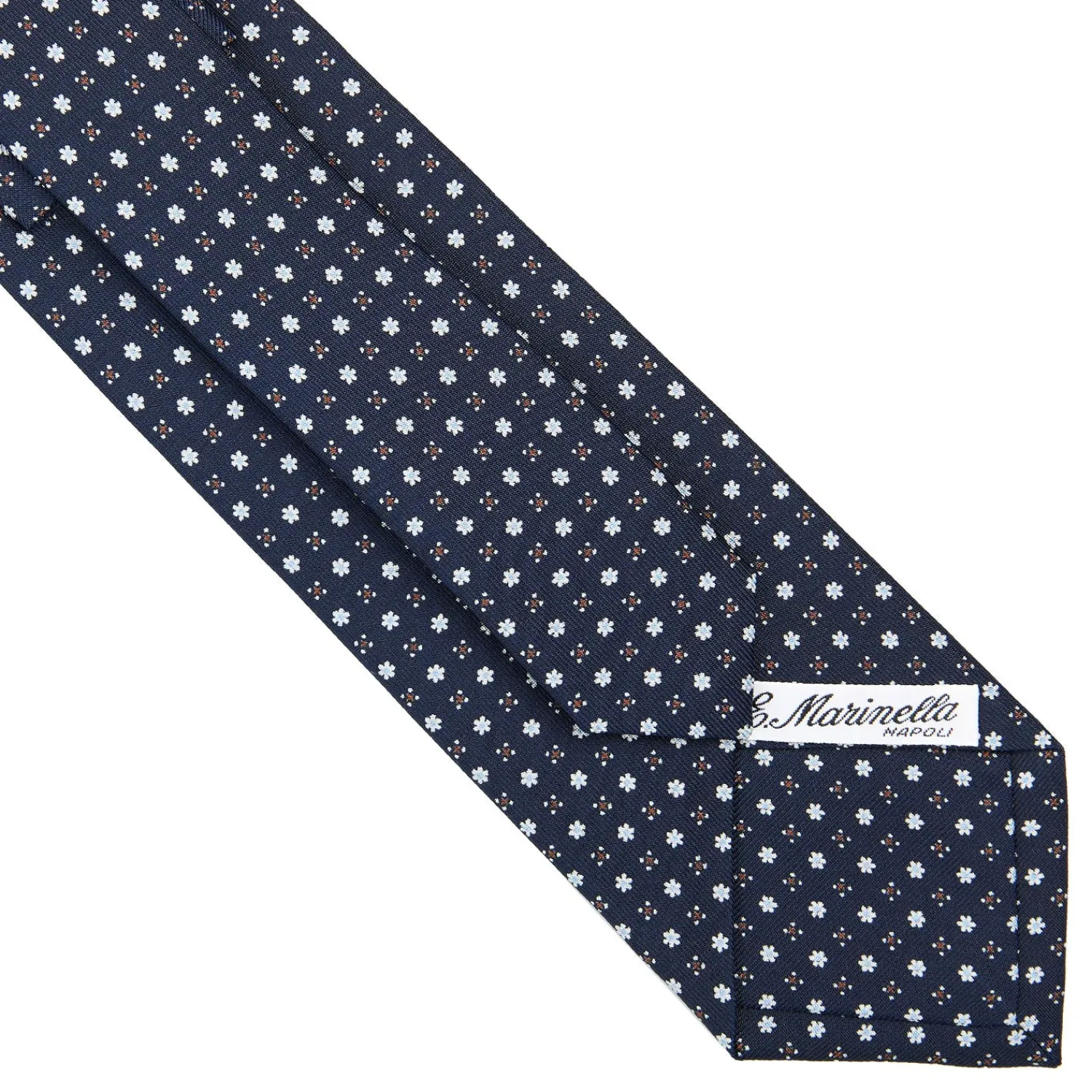 E.Marinella CRAVATTE|Cravatte In Seta Stampata|CRAVATTA SARTORIALE CLASSICA IN SETA BLU SCURO Microfantasia fiore