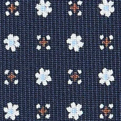 E.Marinella CRAVATTE|Cravatte In Seta Stampata|CRAVATTA SARTORIALE CLASSICA IN SETA BLU SCURO Microfantasia fiore