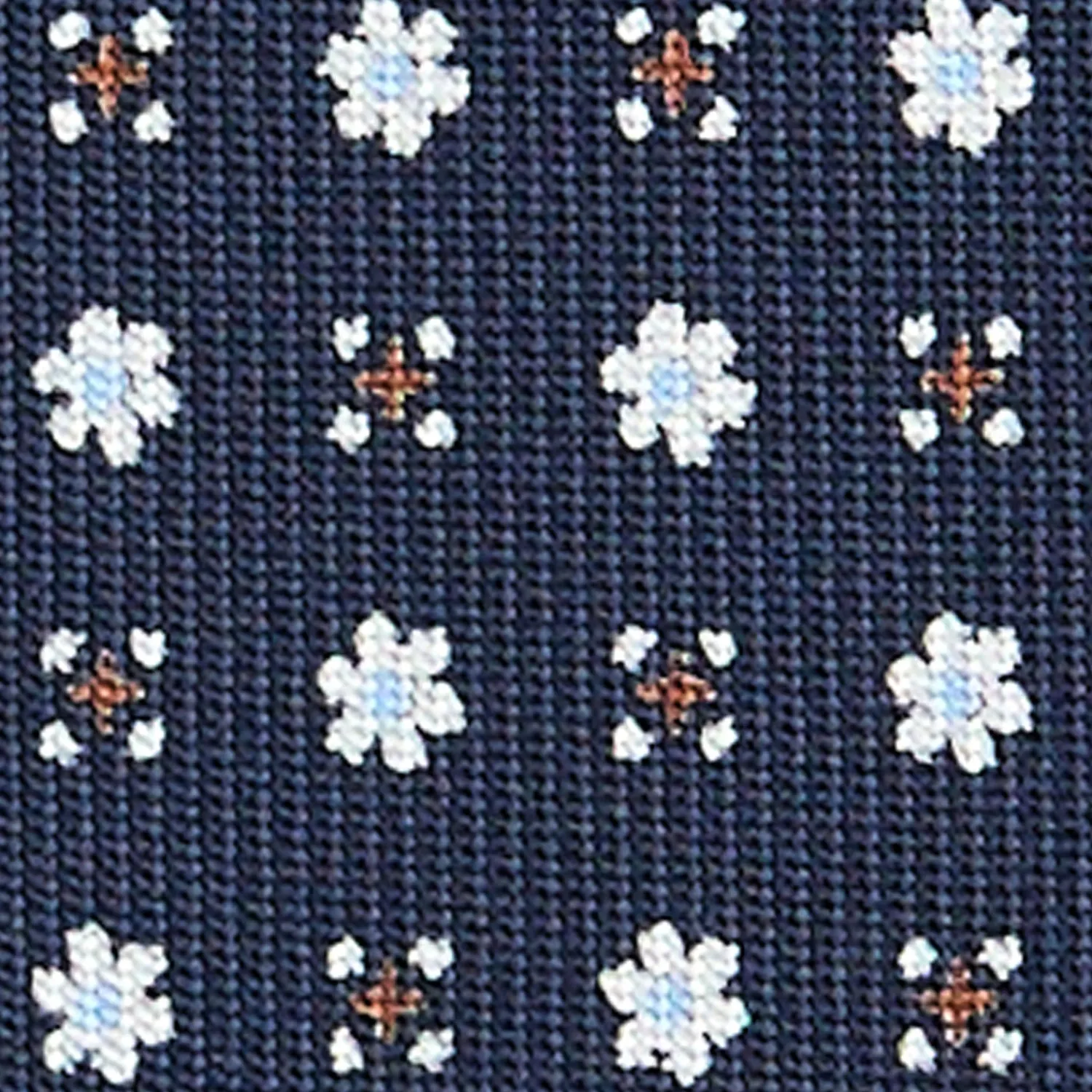 E.Marinella CRAVATTE|Cravatte In Seta Stampata|CRAVATTA SARTORIALE CLASSICA IN SETA BLU SCURO Microfantasia fiore