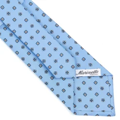 E.Marinella CRAVATTE|Cravatte In Seta Stampata|CRAVATTA SARTORIALE CLASSICA IN SETA AZZURRA Microfantasia fiore